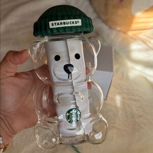 Starbucks Green Lid Bear Glass